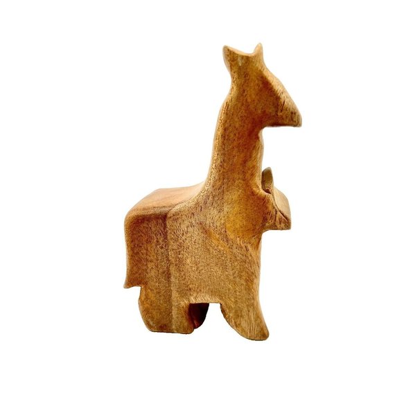 Vintage Wooden Llama and Baby Hand Carved Puzzle Trinket Jewelry Box Alpaca - Picture 3 of 8